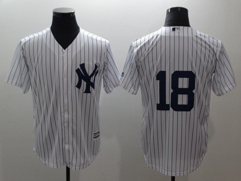 Men New York Yankees 18 Gregorius White stripes Game MLB Jerseys
